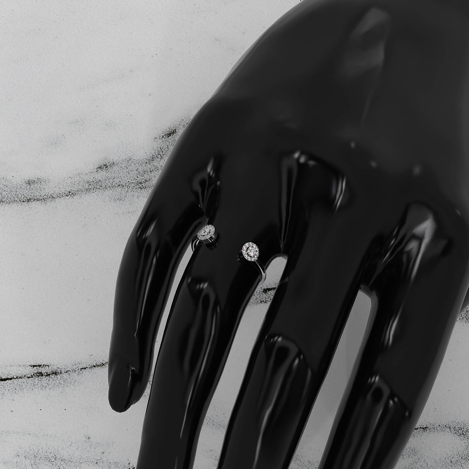 Women's Thin Round Lab Diamond Open Cuff Fashion Ring 0.14ctw.